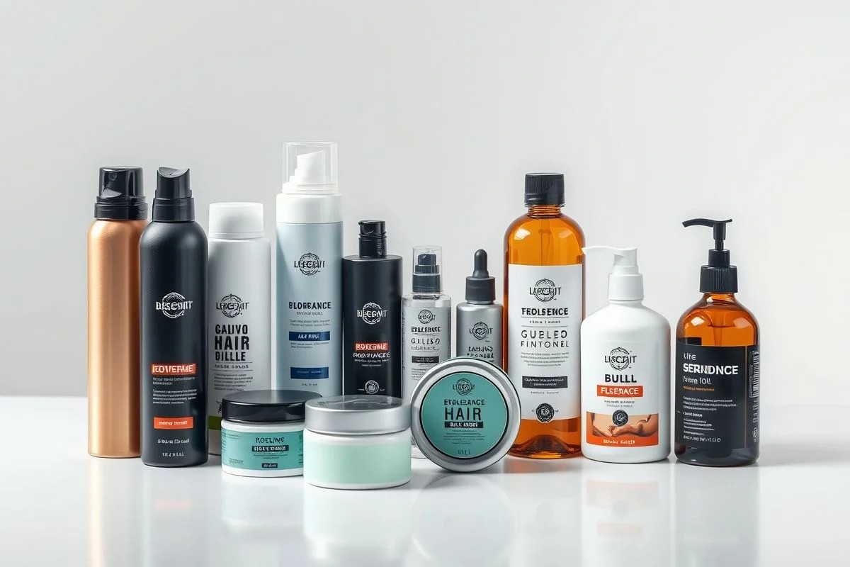 Produtos para cabelo curto: mousse, spray fixador, pomada e óleo. Essenciais para modelar e fixar penteados.