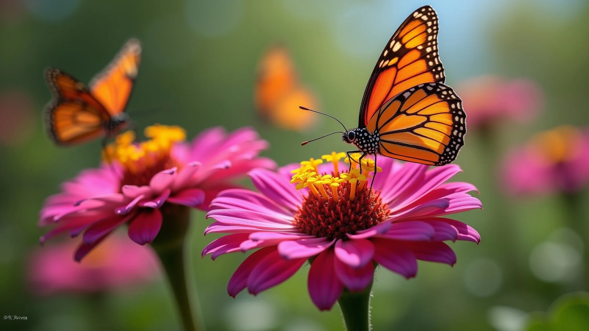 Flores de verbena atraindo borboletas em um jardim brasileiro ensolarado.