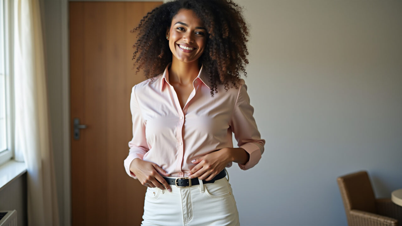 Combinação de calça e blusa para um look equilibrado.