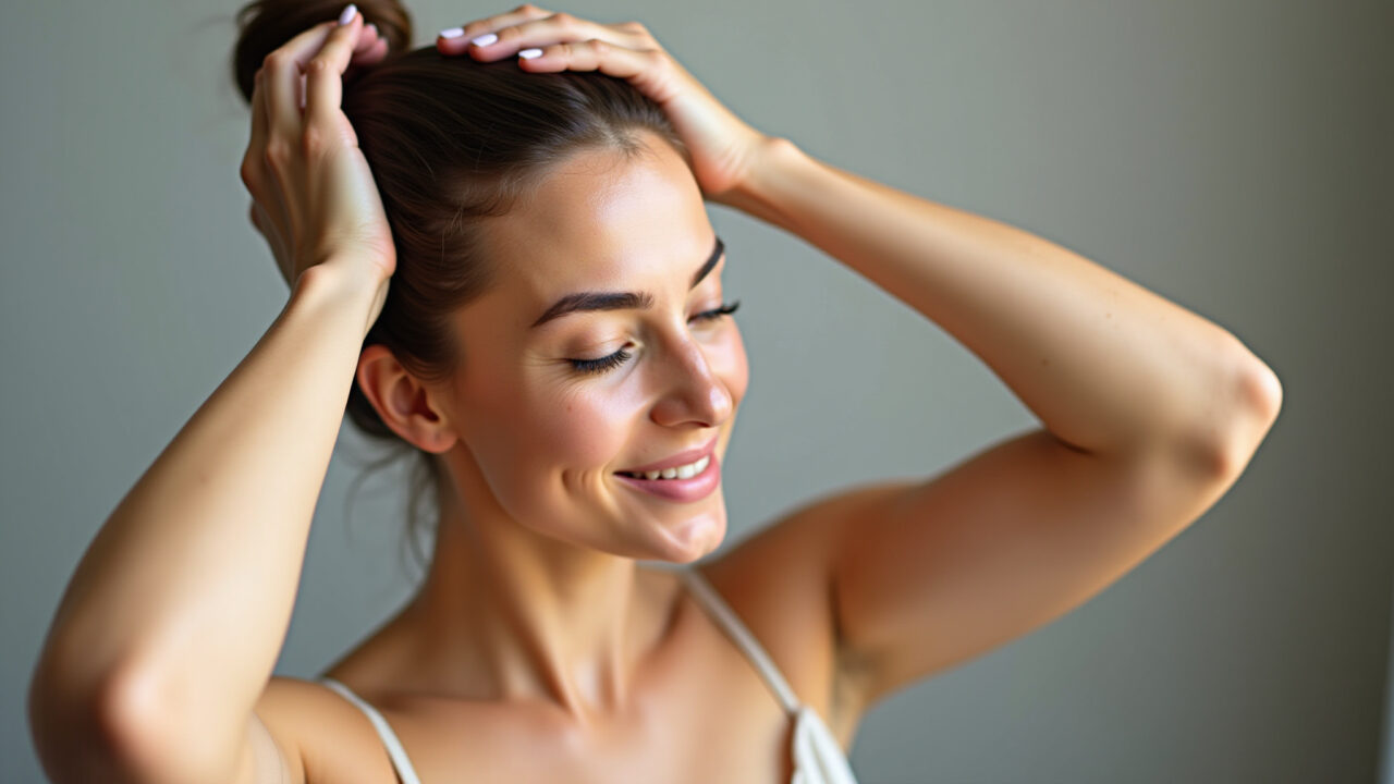 Massagem capilar com óleo de argan.