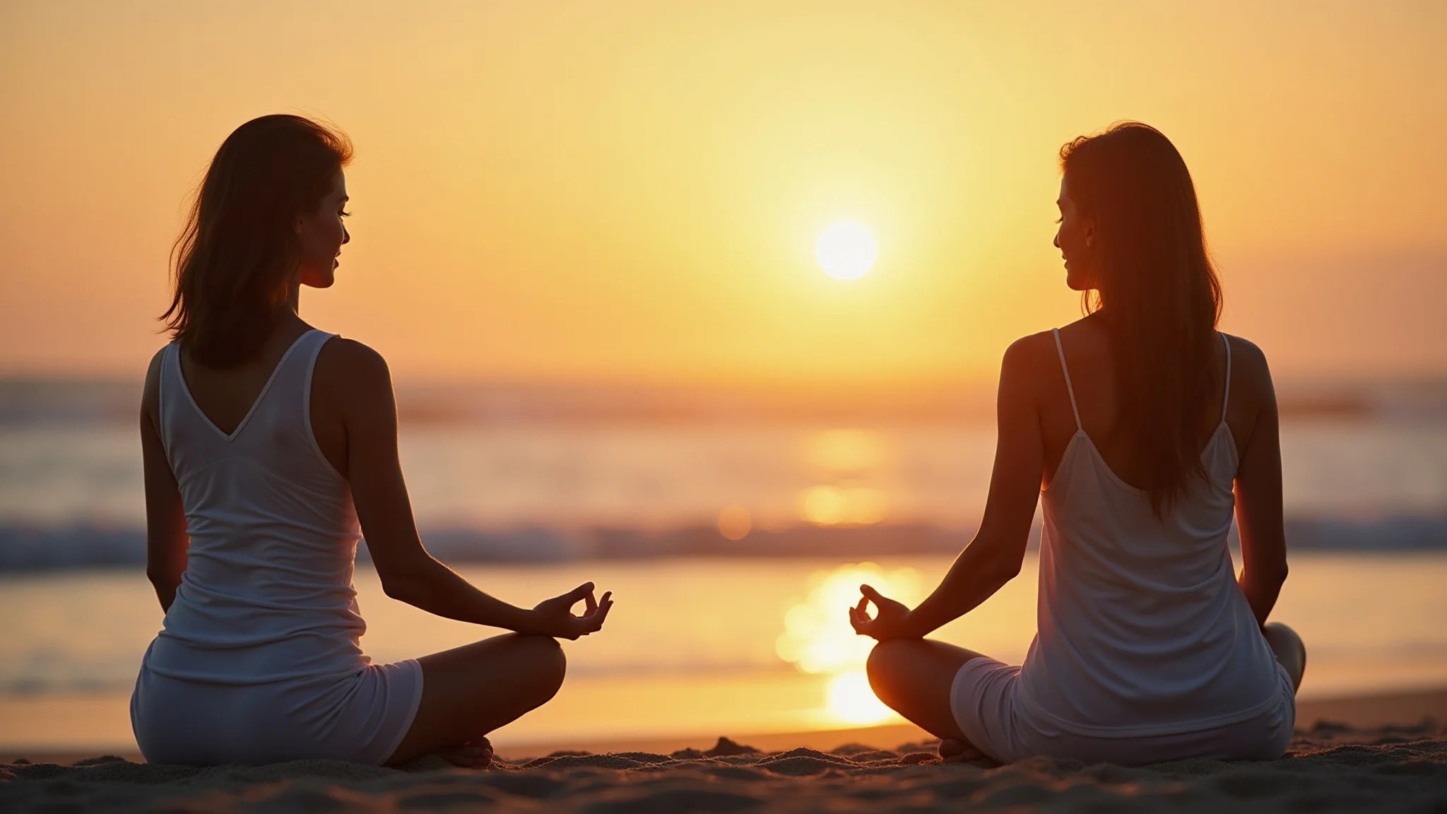 Mulher meditando em Bali ao nascer do sol, representando um ano sabático transformador.