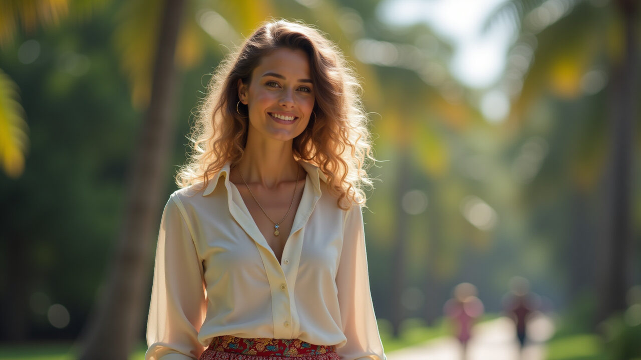 Look feminino e versátil com saia e blusa.