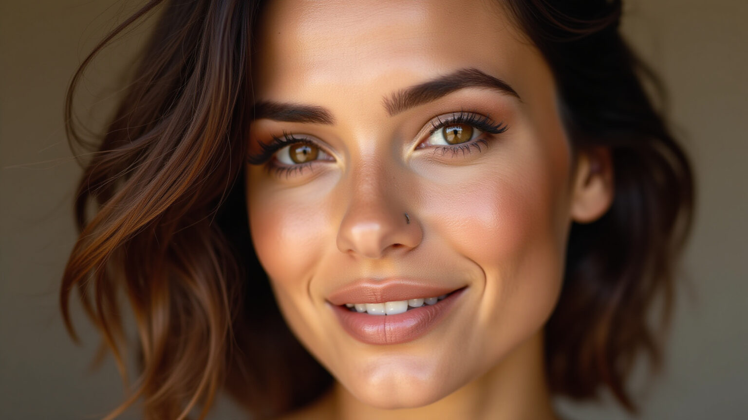 Sombra em tons terrosos valorizando olhos orientais.