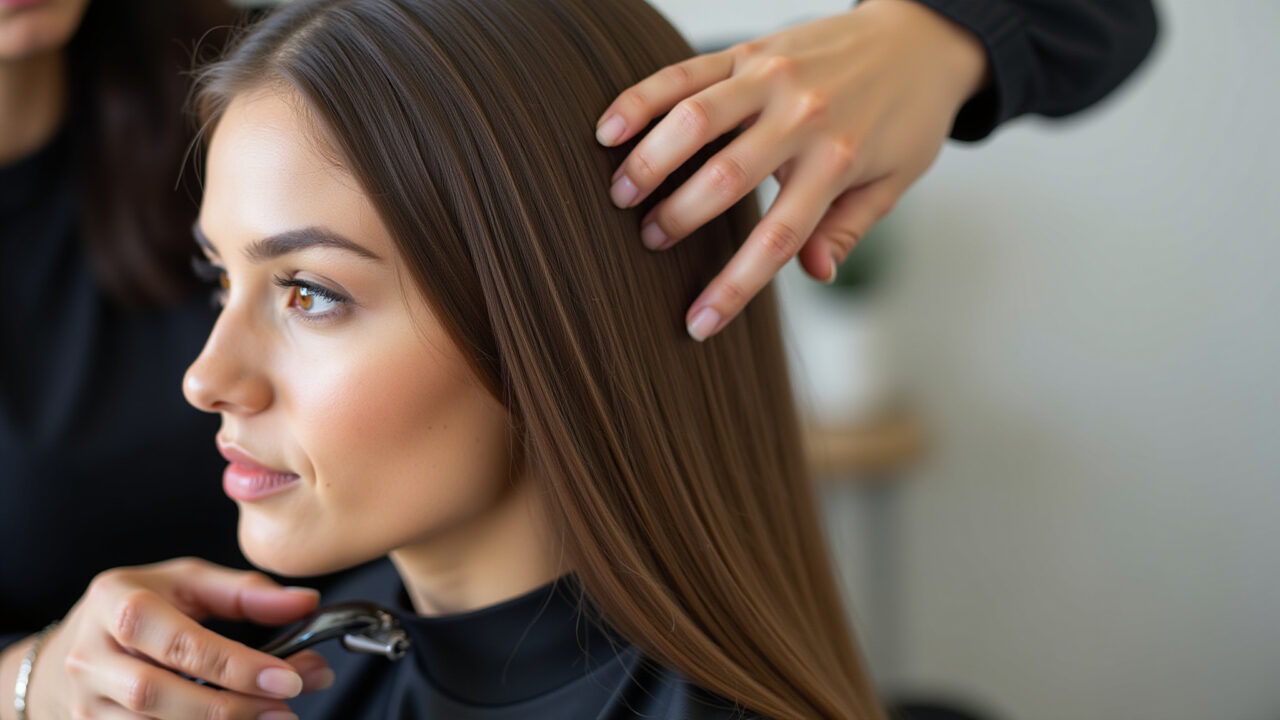 Corte bordado em cabelo com progressiva