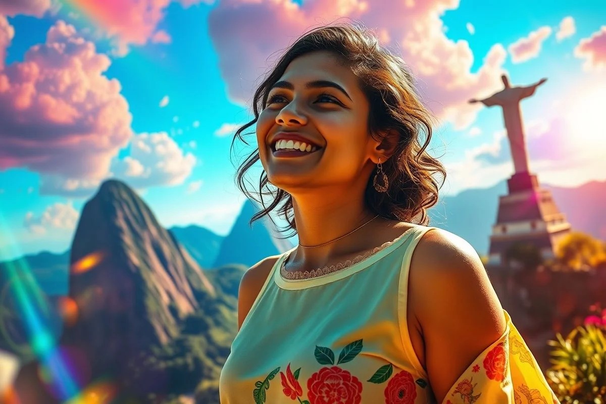 Brasileira percebendo que está sonhando no Rio de Janeiro.