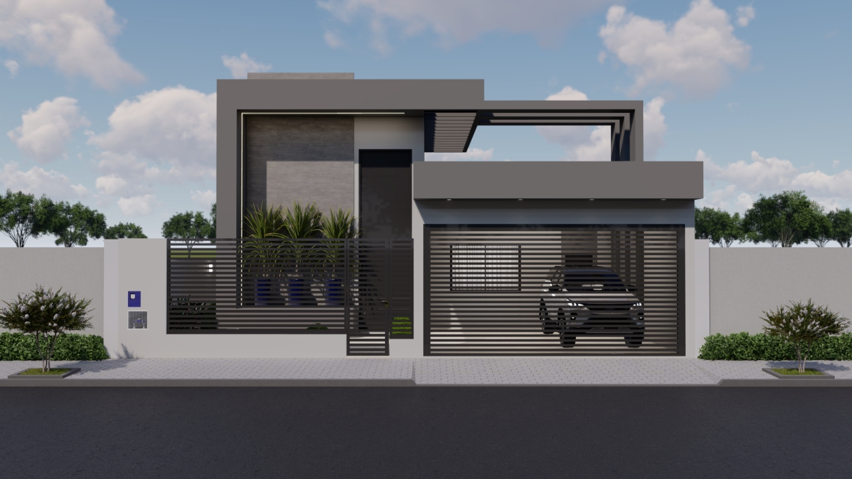 Planta de casa moderna com 3 ...