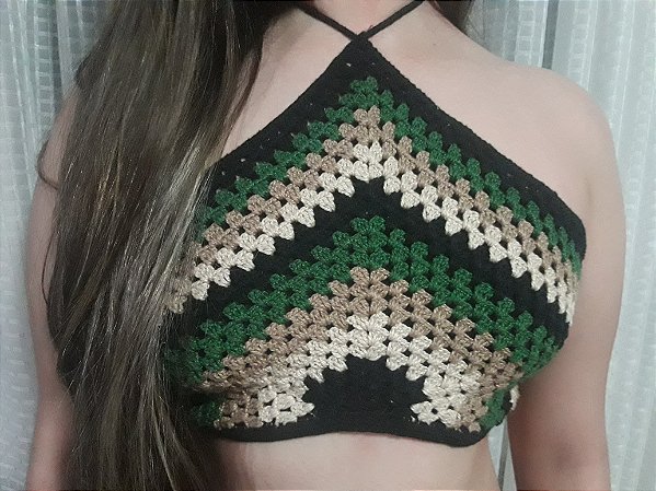 Top Croped de Crochê - Pyetra Moda Chic