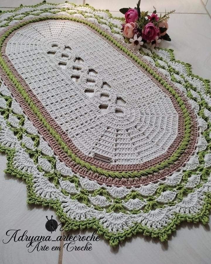Crocheted Tablecloth with Flowers