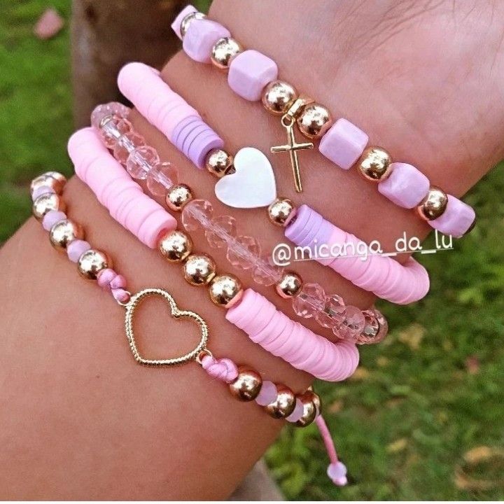 Pulseira de micanga rosa | Joias com ...