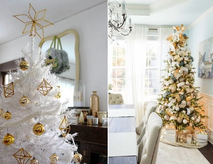 Branco e dourado: decoração de Natal ...