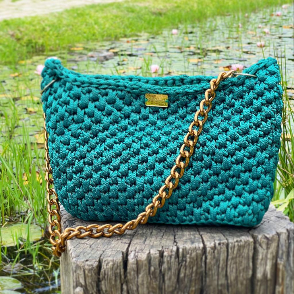 Bolsa Crochê Esmeralda - Feita a mão ...