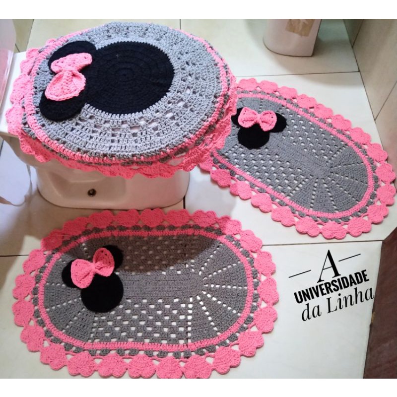Jogo de banheiro Minnie em crochê 3 ...