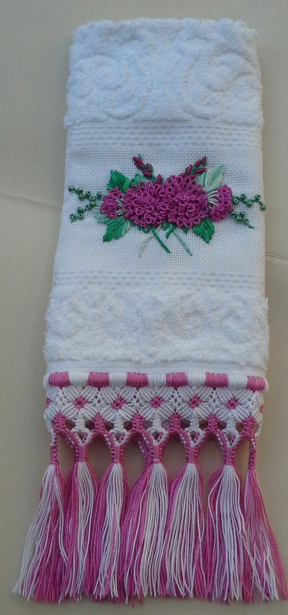 Toalha de Lavabo com Macramé | Rêca ...