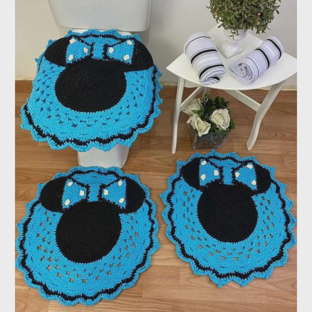 Jogo de Banheiro Crochê Minnie 3 Peças ...