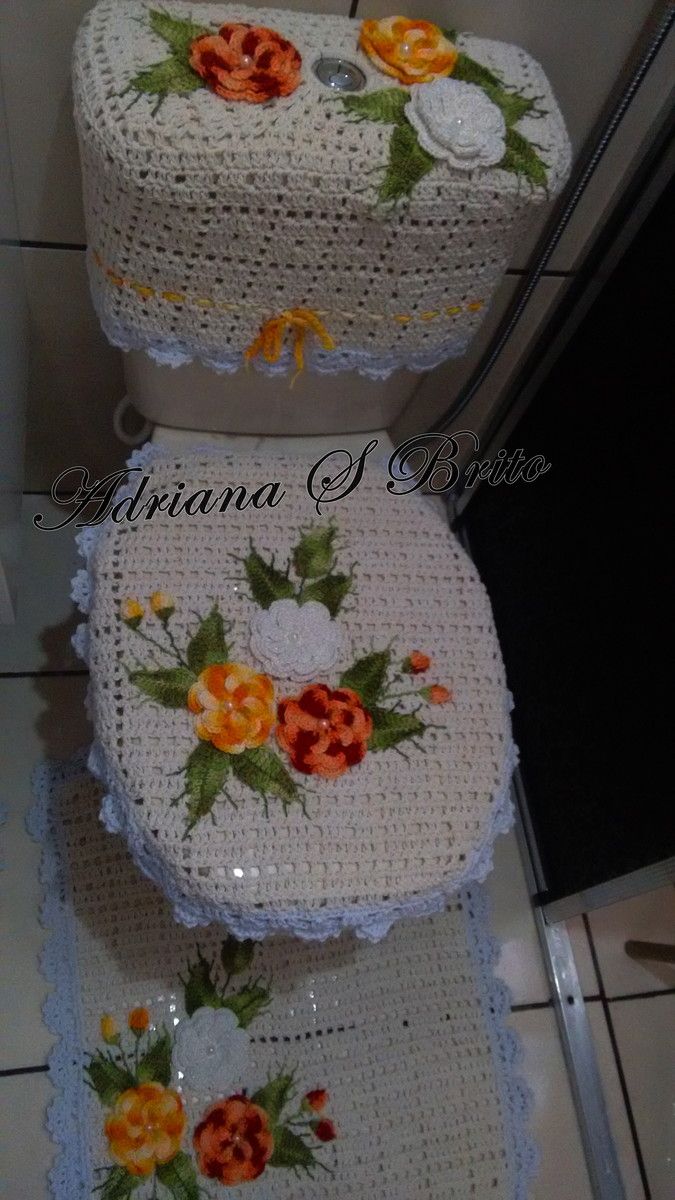 Jogo de banheiro flores coloridas