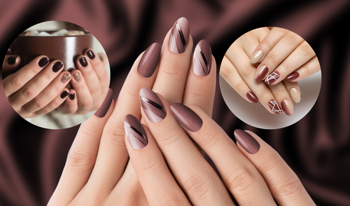 Unhas decoradas com tons terrosos! Mais ...