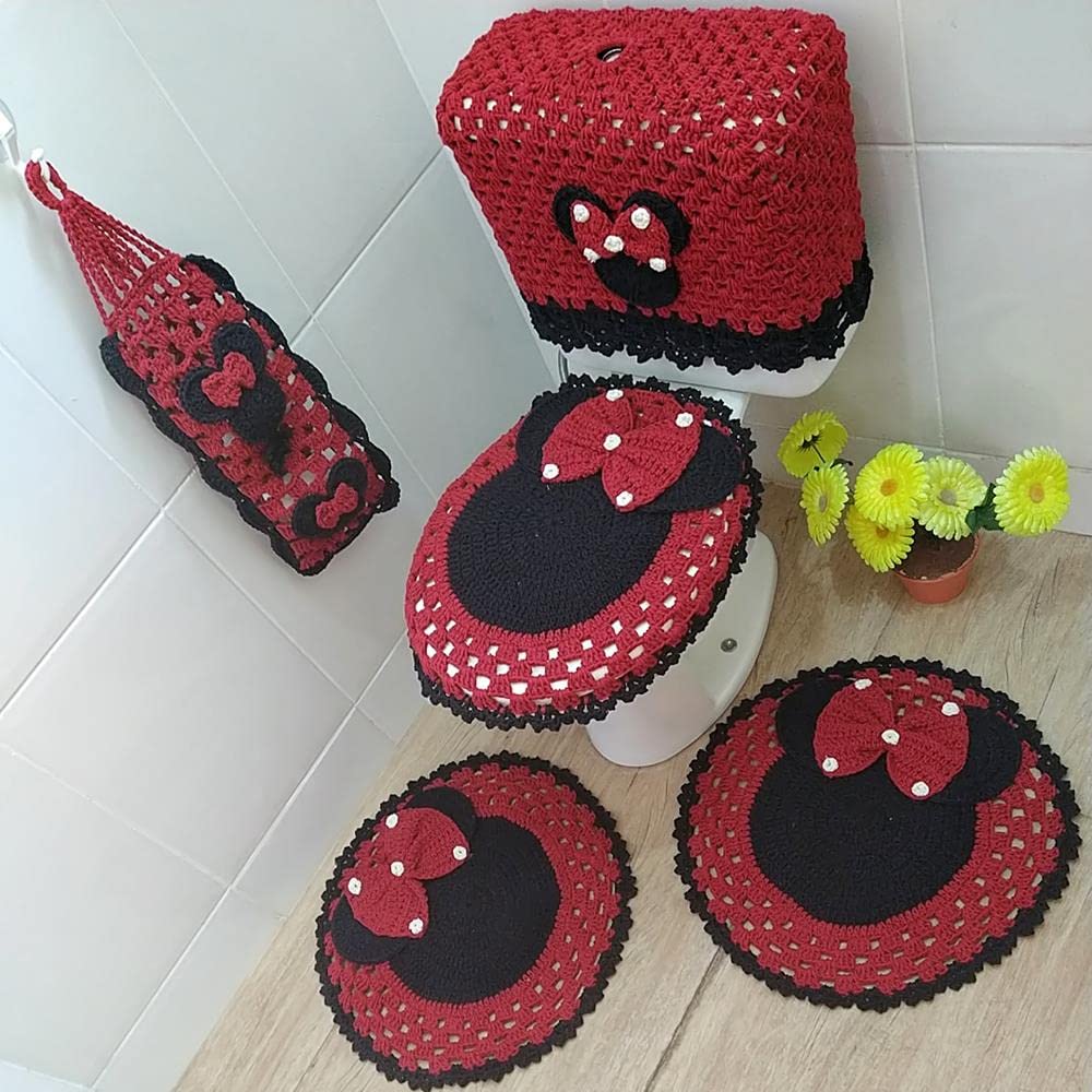 Tapete Crochê Conjunto Banheiro Minnie ...