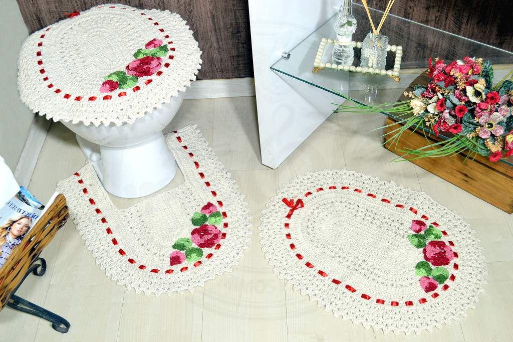 Jogo de Banheiro em Crochê - Flor ...