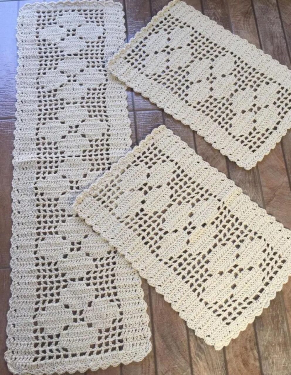 Jogo de tapete barbante 3pcs croche ...