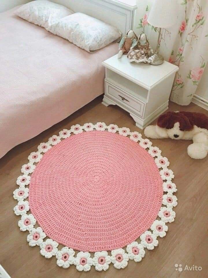Tapete crochê redondo infantil quarto bebê