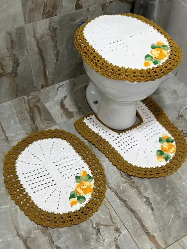 Jogo De Banheiro Croche 3 - Mega Cor ...