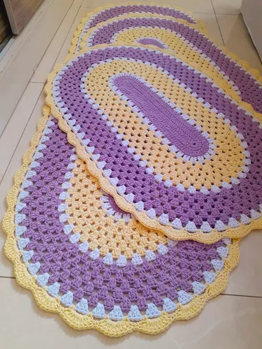 Jogo De Cozinha Em Crochê Oval 3 Peças ...
