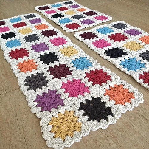 Tapete De Crochê Kit Passadeira Mosaico ...