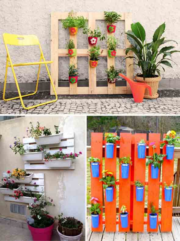 jardins com materiais reciclados