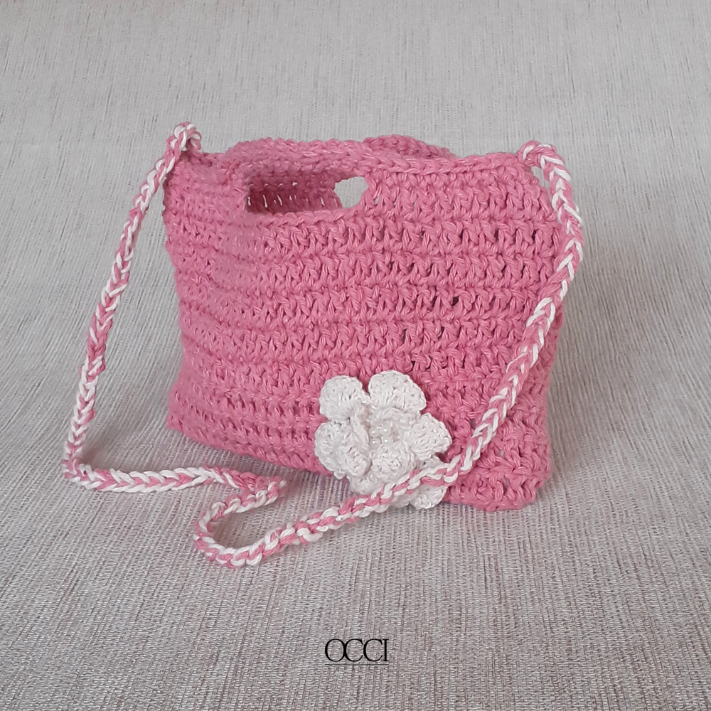 Bolsa em crochê infantil - Rosa - OCCI