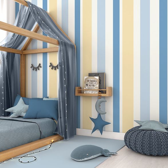 Papel De Parede Adesivo Infantil Azul ...