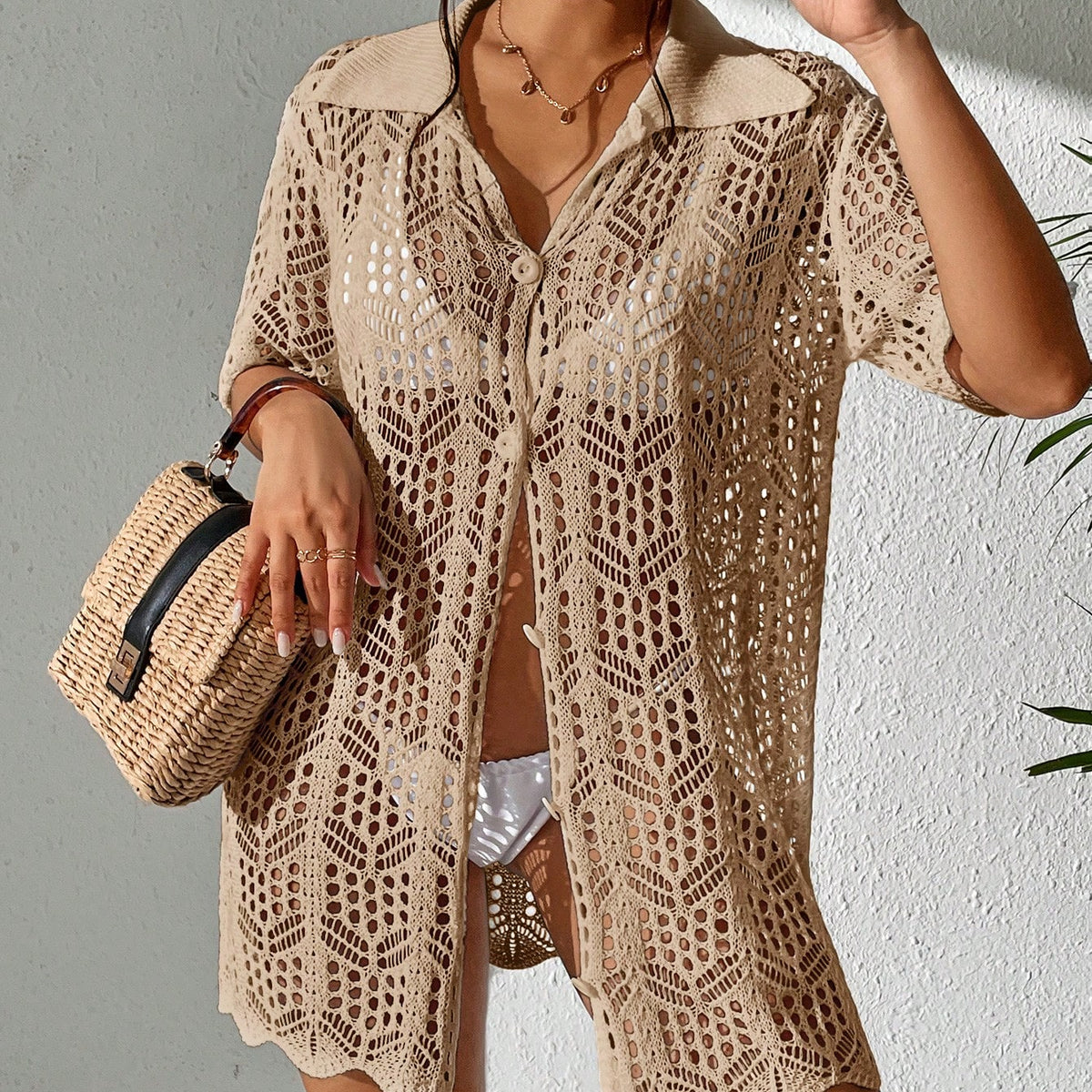 Kimono de Crochê - Estilo Praia Casual