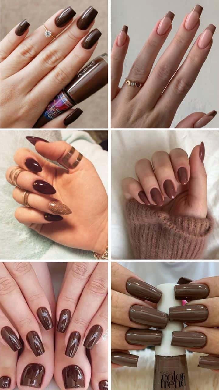 de unhas em tons terrosos ...