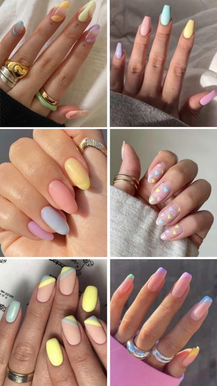 nail arts em tons pastel ...