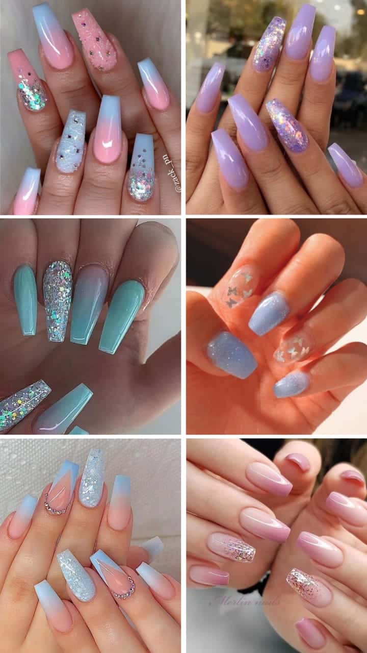 nail arts em tons pastel ...