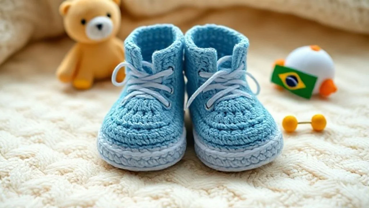 Sapatinhos de crochê para bebê prontos, presente feito à mão