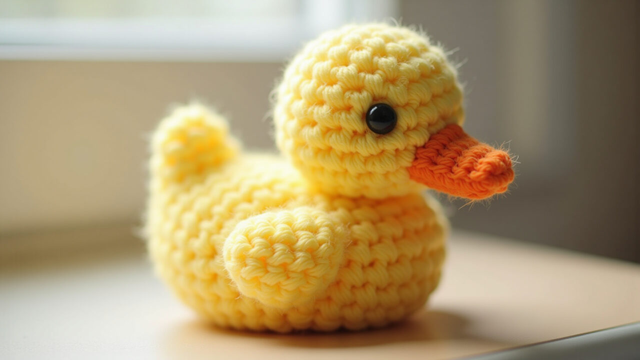 Amigurumi duck hypoallergenic, safe for kids, soft filling, 8k, sharp focus, professional Amigurumi pato antialérgico seguro