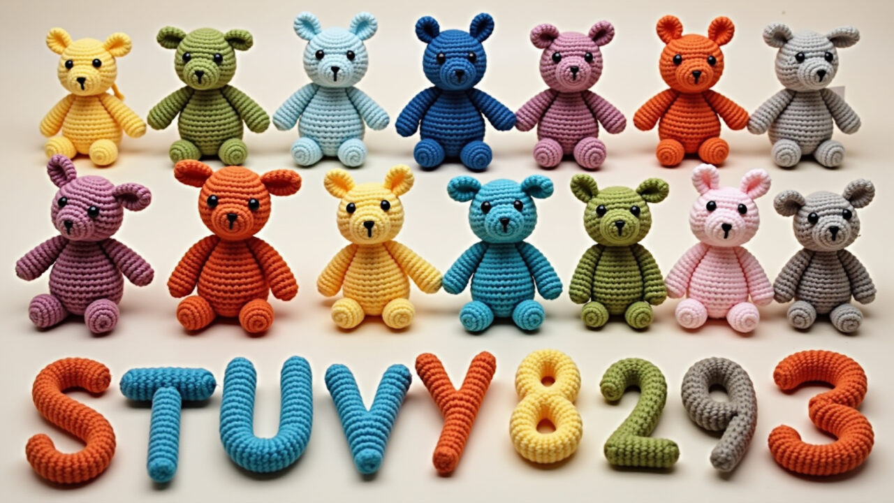 Amigurumi numbers and letters, crocheted, colorful, educational toys, Brazilian artisan style, Amigurumis de números e letras para o Dia das Crianças.