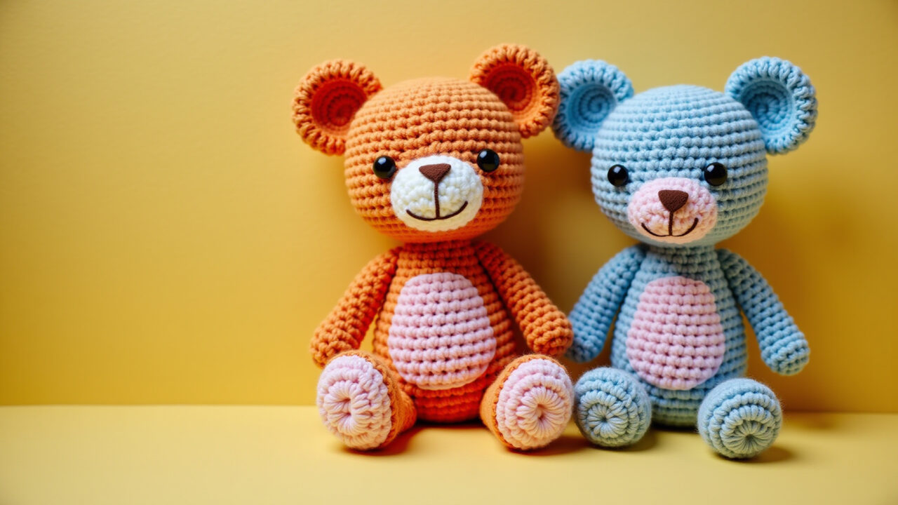 Amigurumi on Instagram feed mockup, portrait format, vibrant colors, crocheted details visible, 8K Amigurumi em mockup de feed do Instagram.