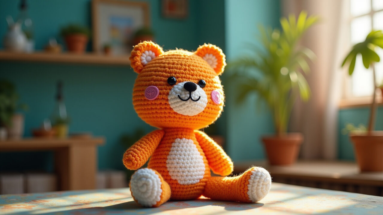 Amigurumi photoshoot, natural light, creative angles, colorful backgrounds, lifestyle photography, Fotos de amigurumis com luz natural e ângulos criativos.