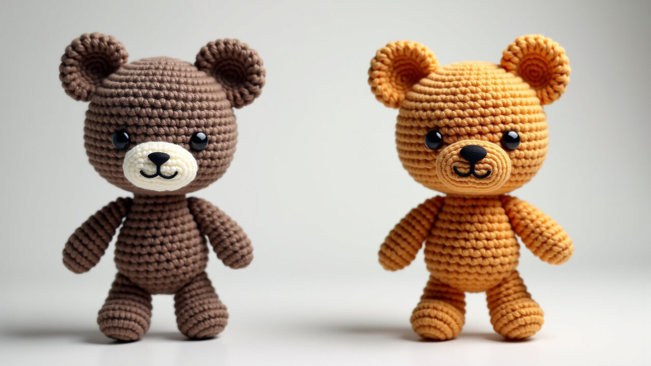 Amigurumi with insufficient and excessive stuffing, comparison, bright studio lighting, 8K quality, Amigurumis com enchimento insuficiente e exagerado.