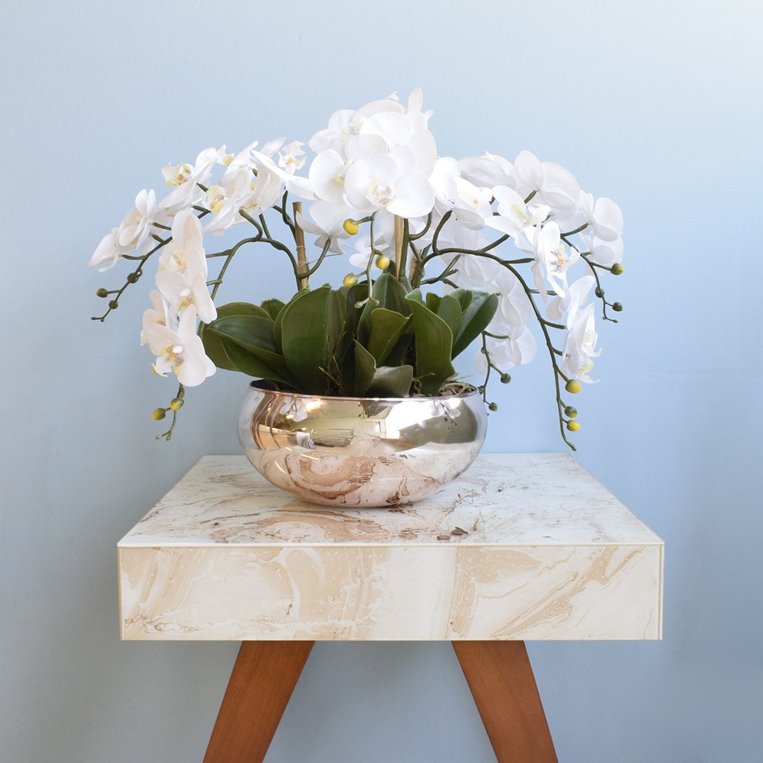 Arranjo de Orquídeas Artificias no Vaso ...