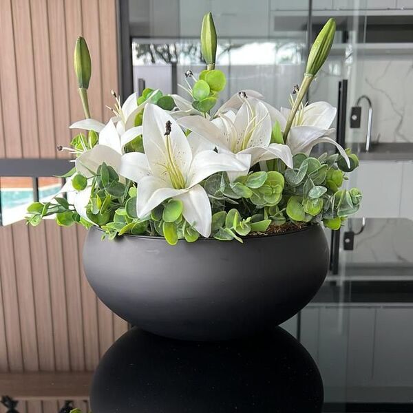 Branco Artificial Vaso Preto ...