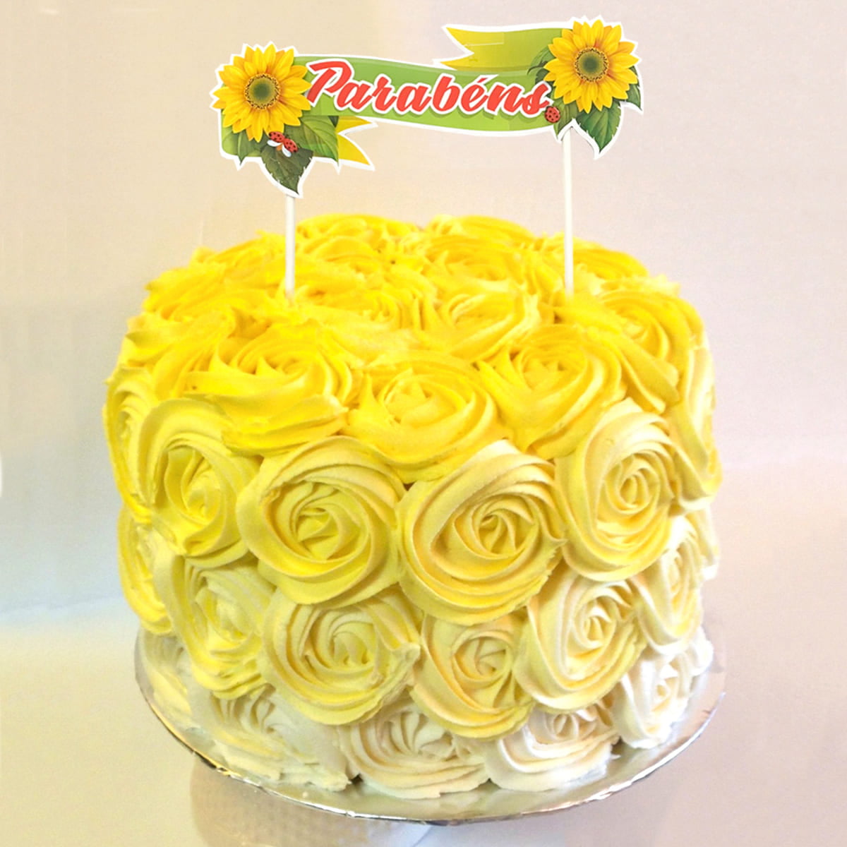 Topo de Bolo Aniversário Girassol
