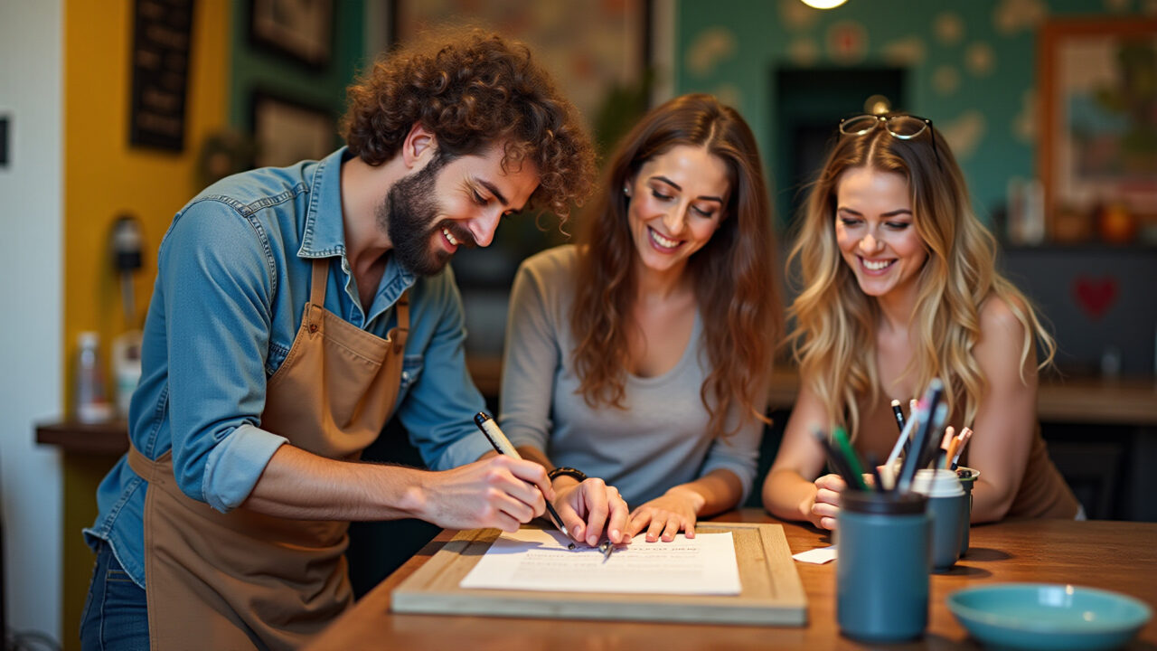Artisan interacting with followers, Instagram comments, building community, friendly Brazilian Artesã interagindo com seguidores no Instagram.