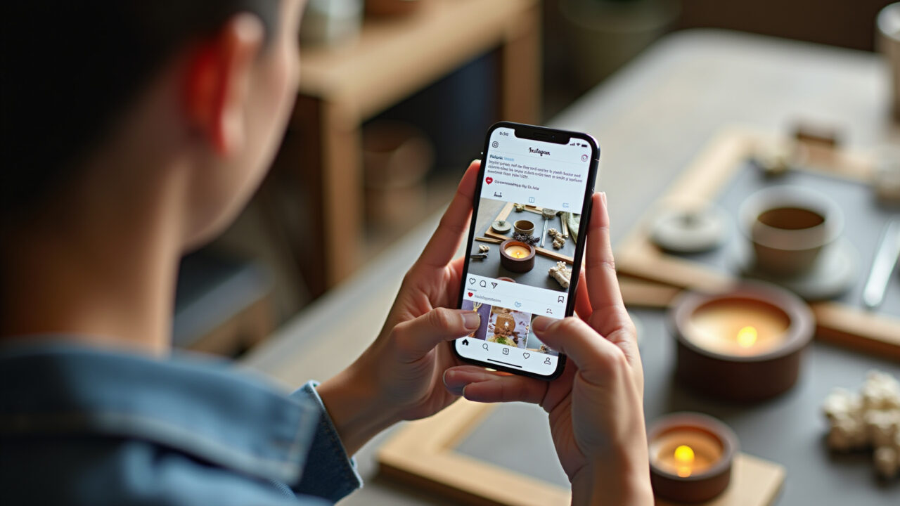 Artesão divulgando participação em feira no Instagram.