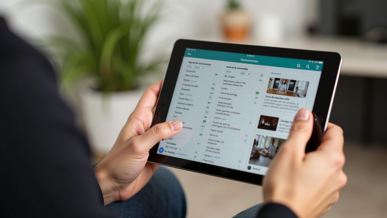 Controle de agenda de encomendas online em tablet.