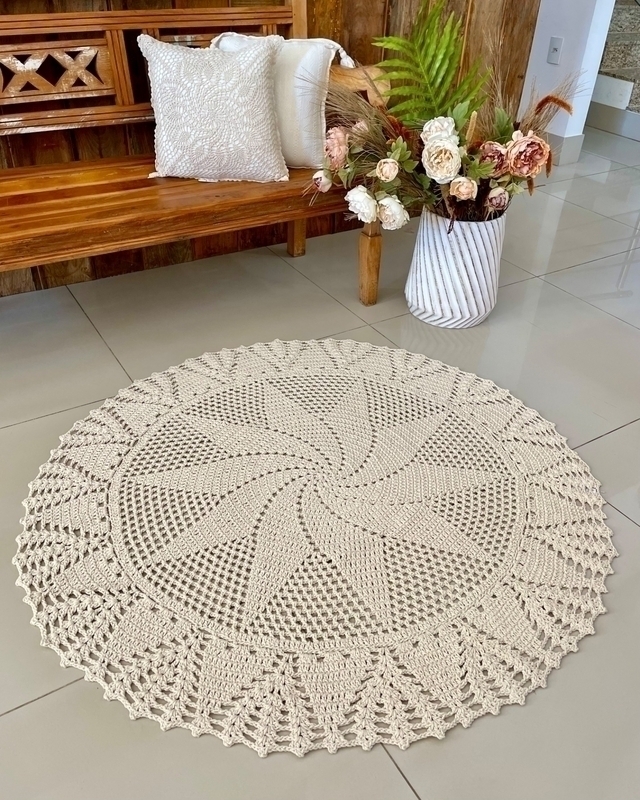 Tapete Redondo Médio Pinha Cru 1,30m ...