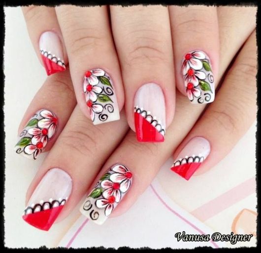 Unhas Decoradas com Flores – 65 Ideias ...