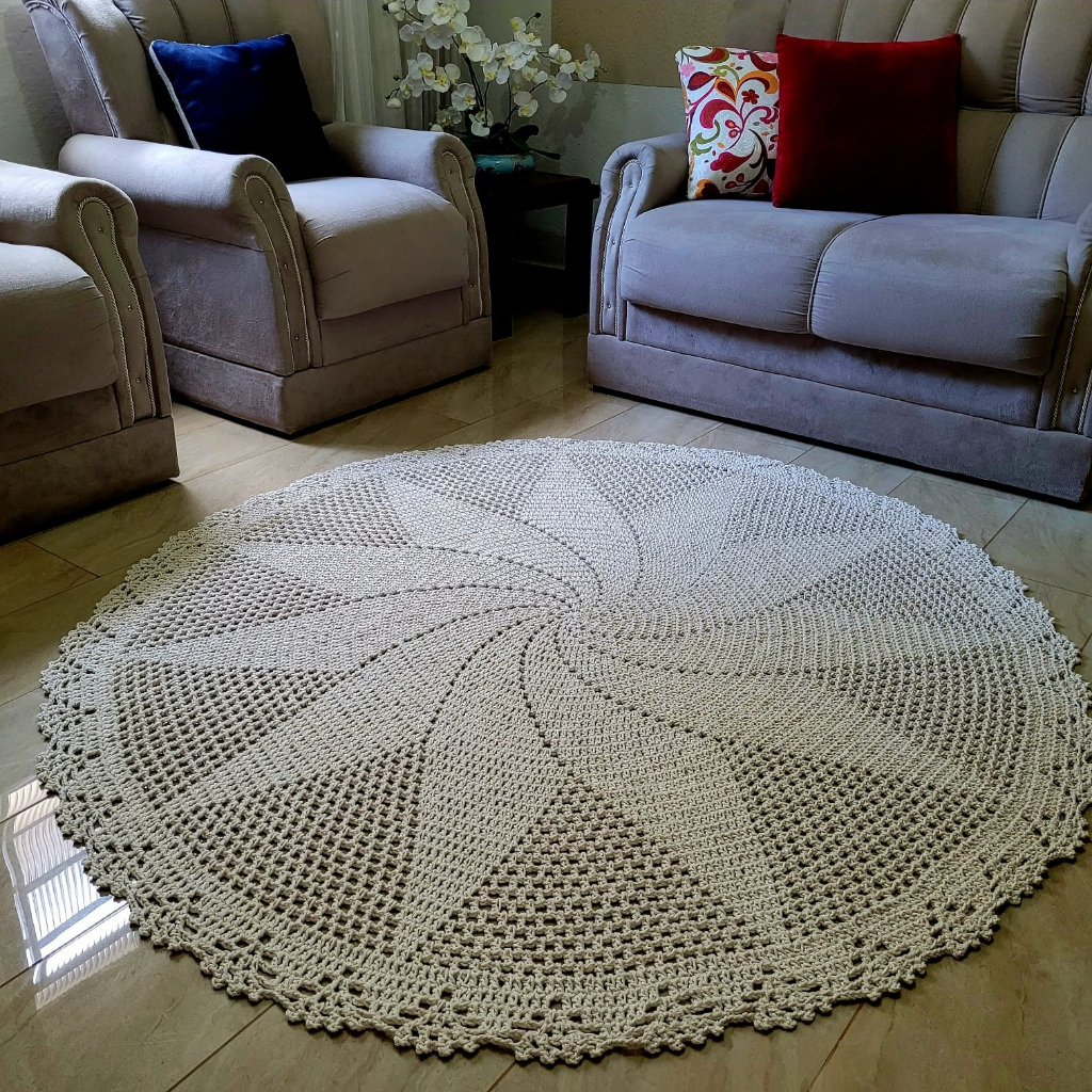 Tapete Redondo em Crochê Feito a Mão 1 ...
