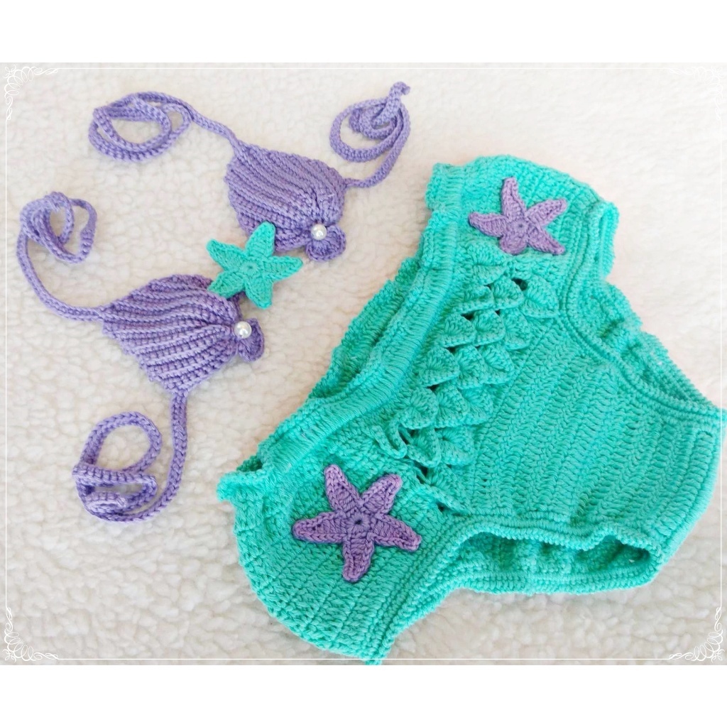Biquini Sereia Infantil Croche em ...